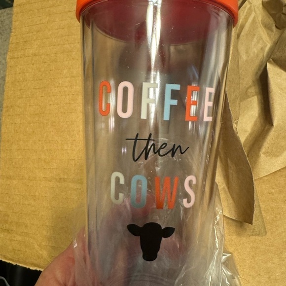 Other - 16oz Double Walled Tumbler with Lid “Coffee Then Cows” NEW